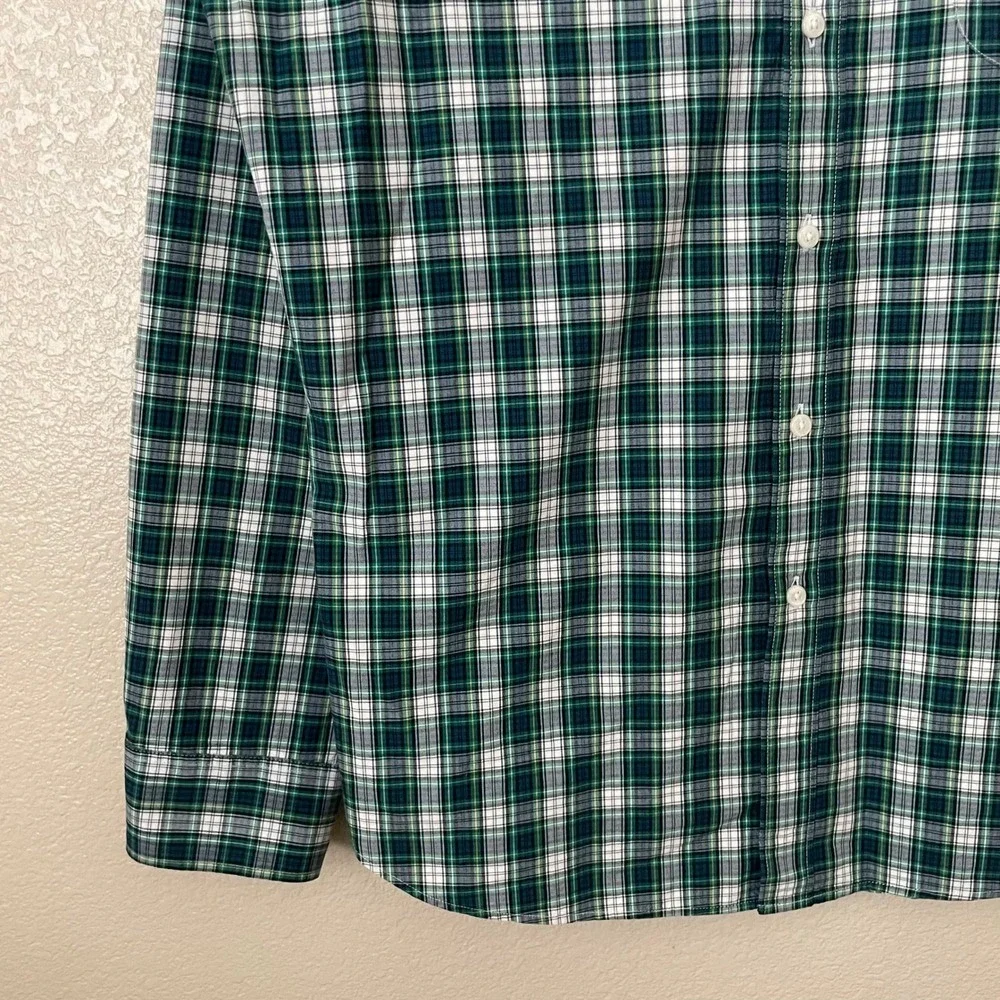 J. Crew Shirt Mens Large Green Blue Plaid‎ Classic Fit Long Sleeve Button Down